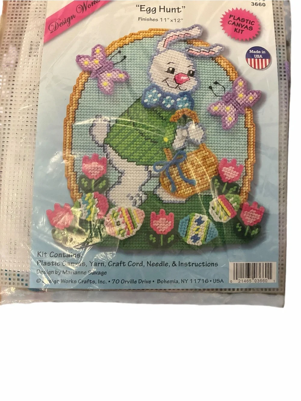 Design Works Egg Hunt Plastic Canvas Kit 3660 Easter Bunny Marianne Savage USA